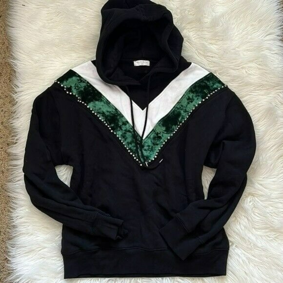 Sandro • Sable Studded Chevron Pattern Hoodie 2 - Picture 5 of 8